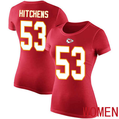 Women Kansas City Chiefs #53 Hitchens Anthony Red Rush Pride Name and Number NFL T Shirt